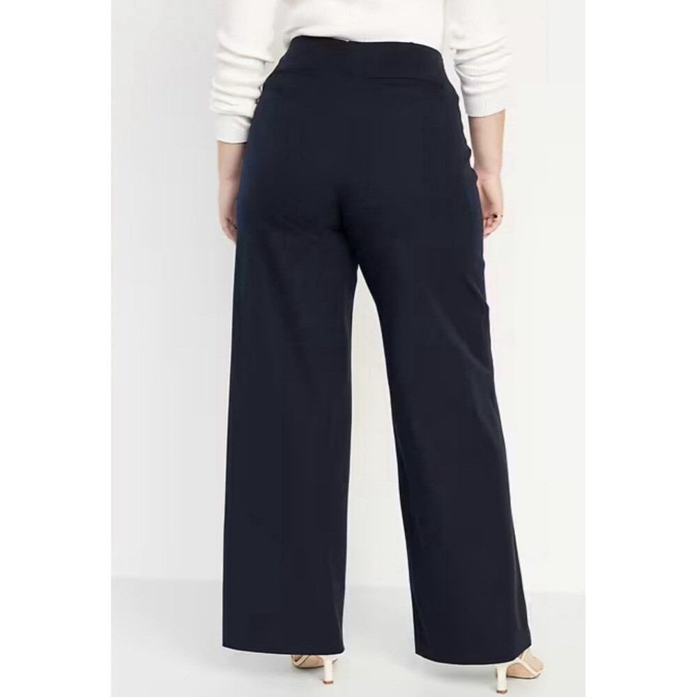 Old Navy High WaistSuper Wide-Leg Pixie Pant Navy Size Large Tall Pleated Leg - Picture 2 of 13